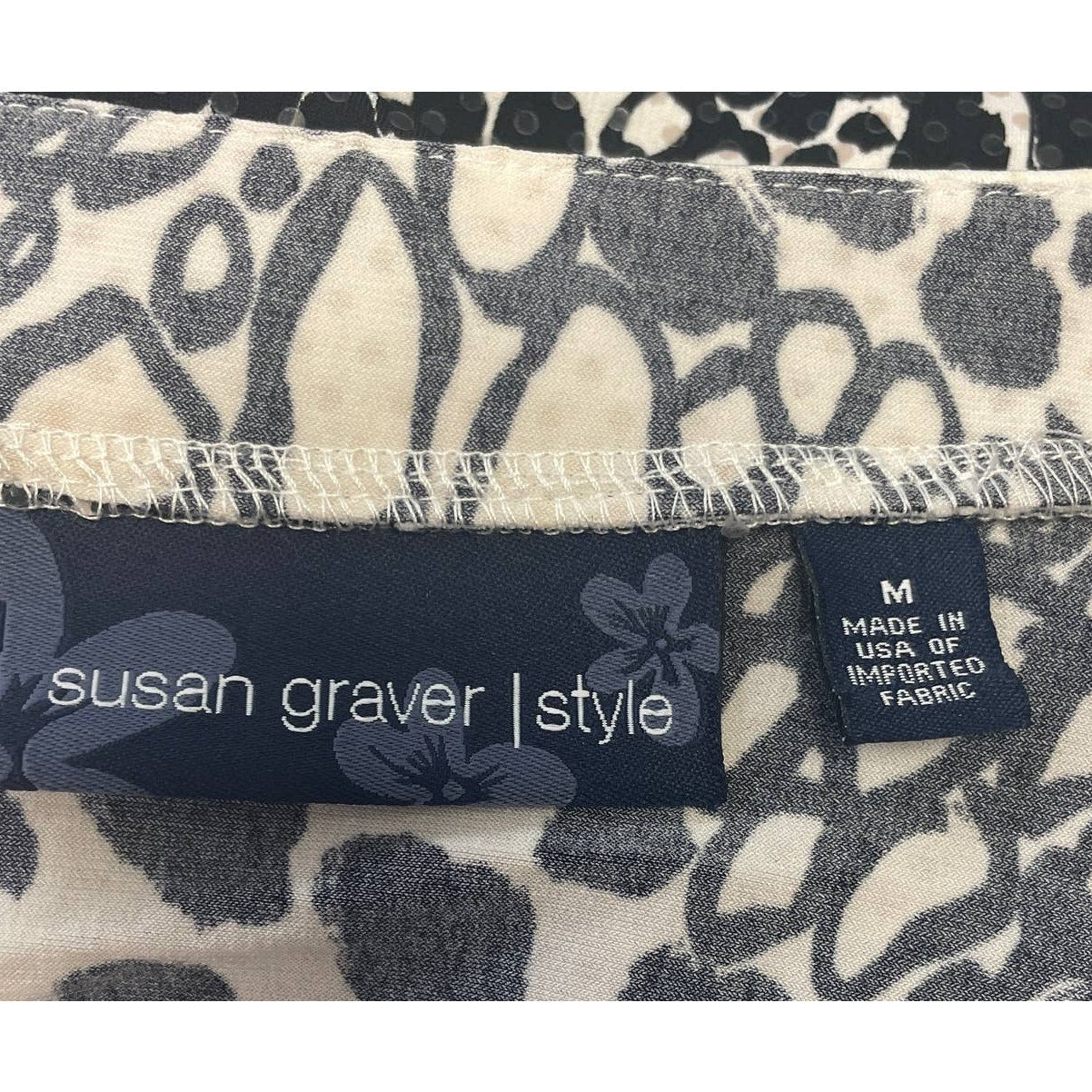 Susan Graver Style Womens Medium 3/4 Sleeve Shiny Sequin Flowy Blouse Top