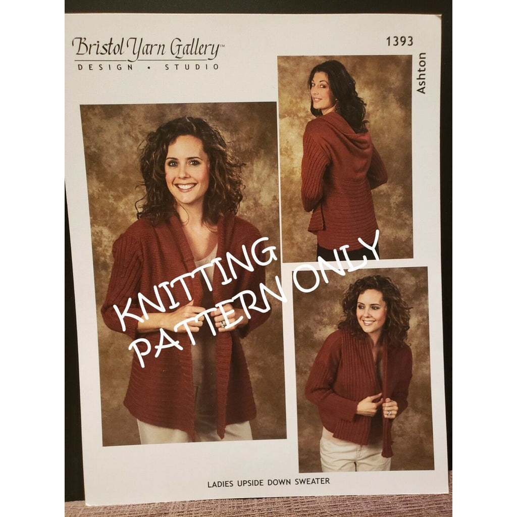 NWT Bristol Yarn Gallery 1393 Ladies Upside Down Ashton Sweater Knitting Pattern