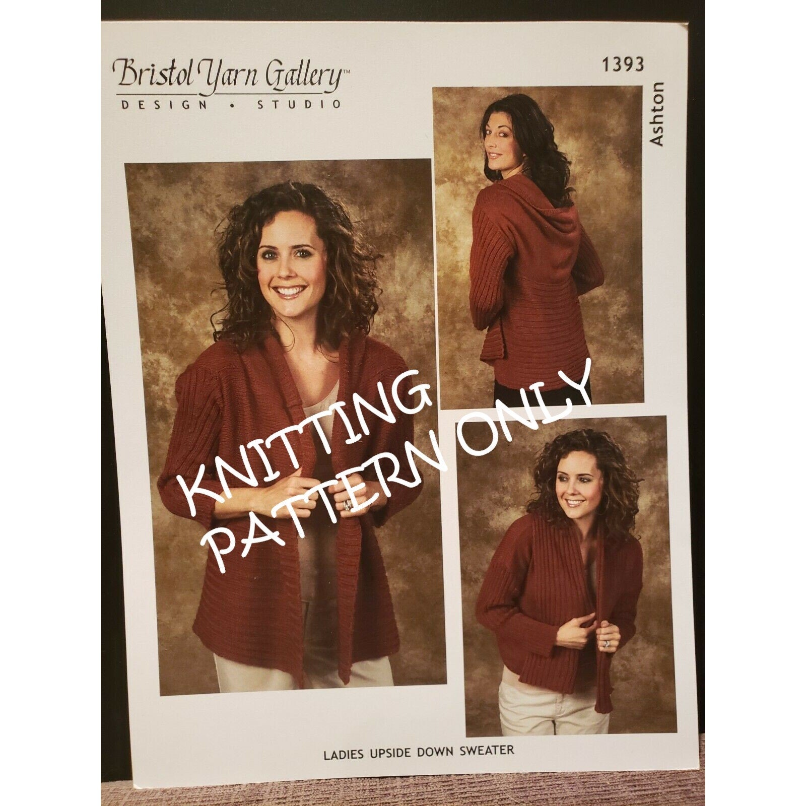 NWT Bristol Yarn Gallery 1393 Ladies Upside Down Ashton Sweater Knitting Pattern