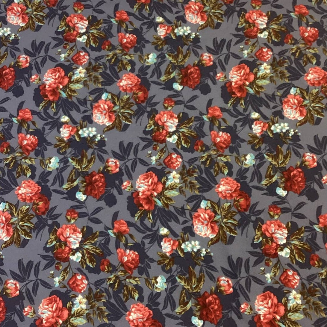 2yds Calico Floral Silky Feel Polyester Blend Craft Supply Fabric Remnant