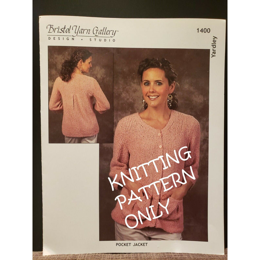 NWT Bristol Yarn Gallery 1400 Pocket Ladies Jacket Sweater Knitting Pattern