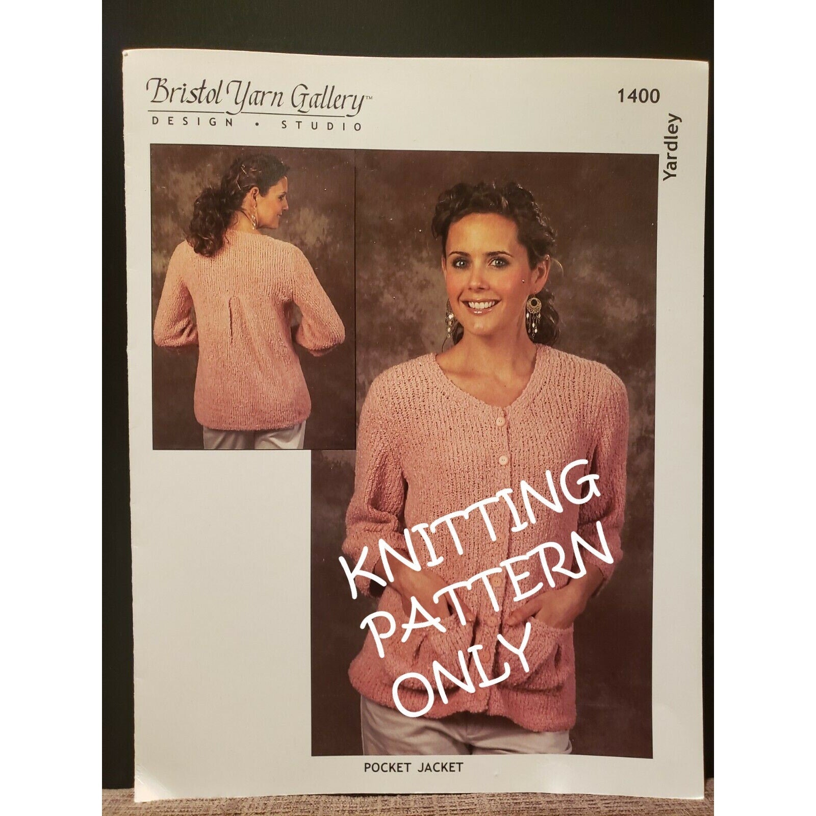 NWT Bristol Yarn Gallery 1400 Pocket Ladies Jacket Sweater Knitting Pattern