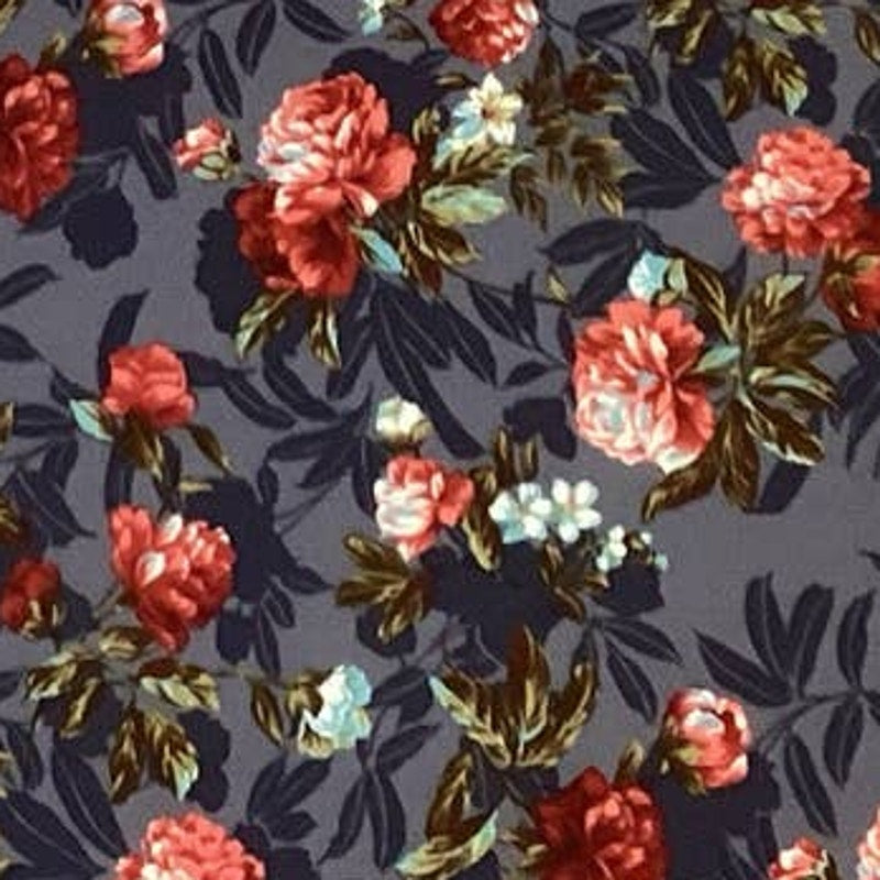 2yds Calico Floral Silky Feel Polyester Blend Craft Supply Fabric Remnant