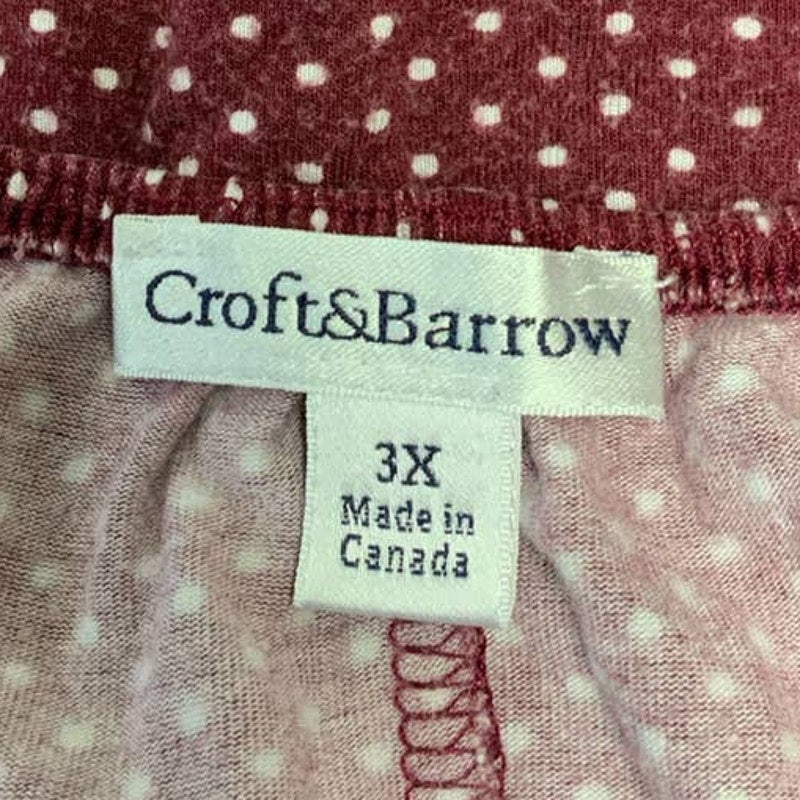 Croft & Barrow 3X Scoop Neck Long Bell Sleeve Polka Dot Stretchy Flowy Top
