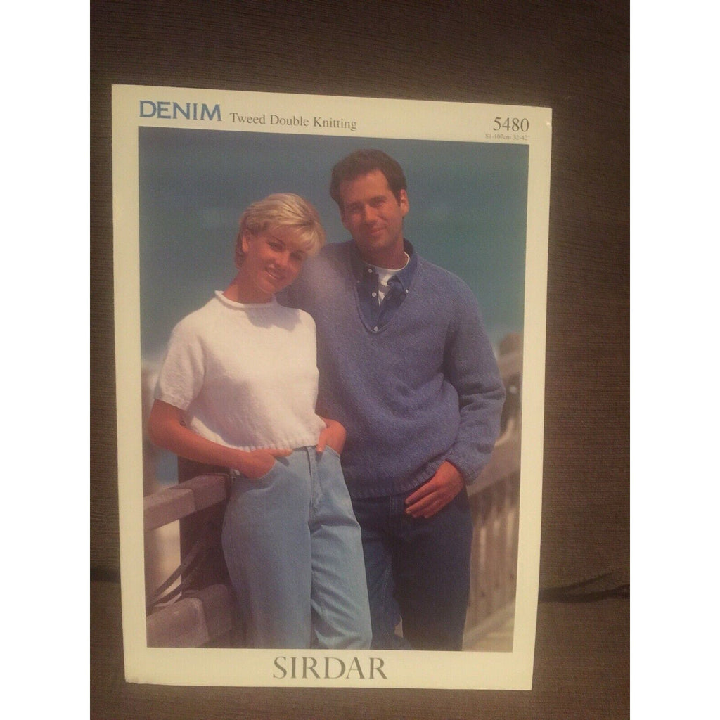 New Sirdar 5480 Denim Tweed Double Knitting Mens Womens Pullover Sweater Pattern