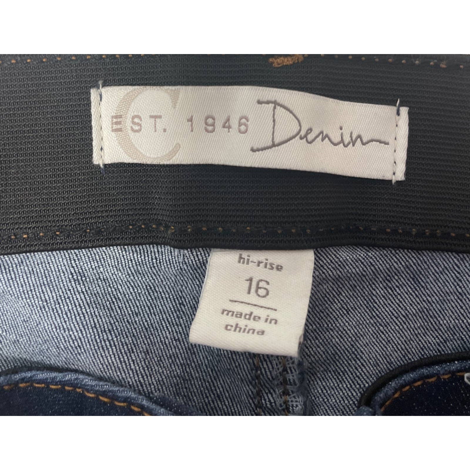 Est 1946 Womens Size 16 Hi-Rise Rough Hem Stretch Cotton Denim Blue Jeans