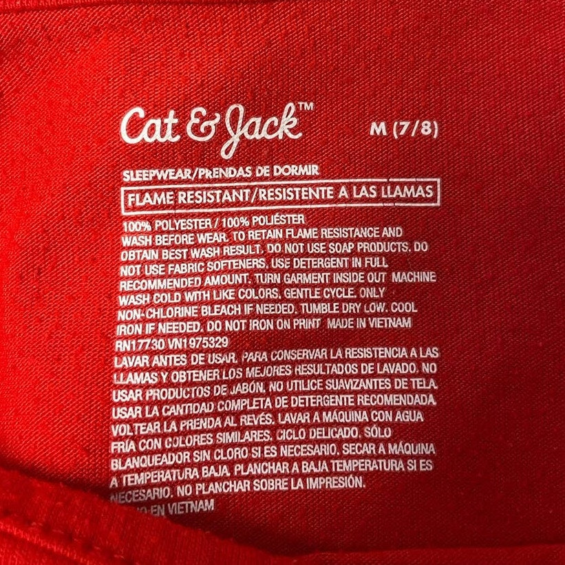 Cat & Jack Child Medium Oh What Fun Long Sleeve Polyester Christmas PJ Tee
