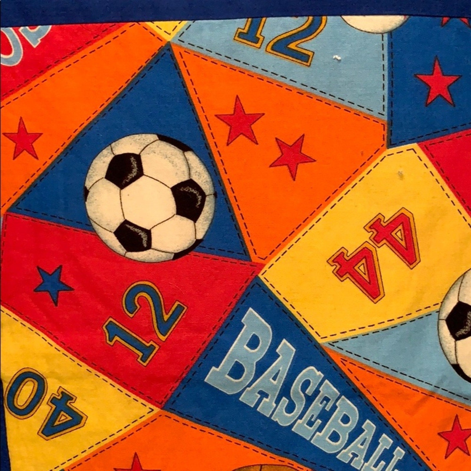 Handmade Foldup Pillow Childs Quilt Sports Baseball Soccer Kids Quilted Blanket