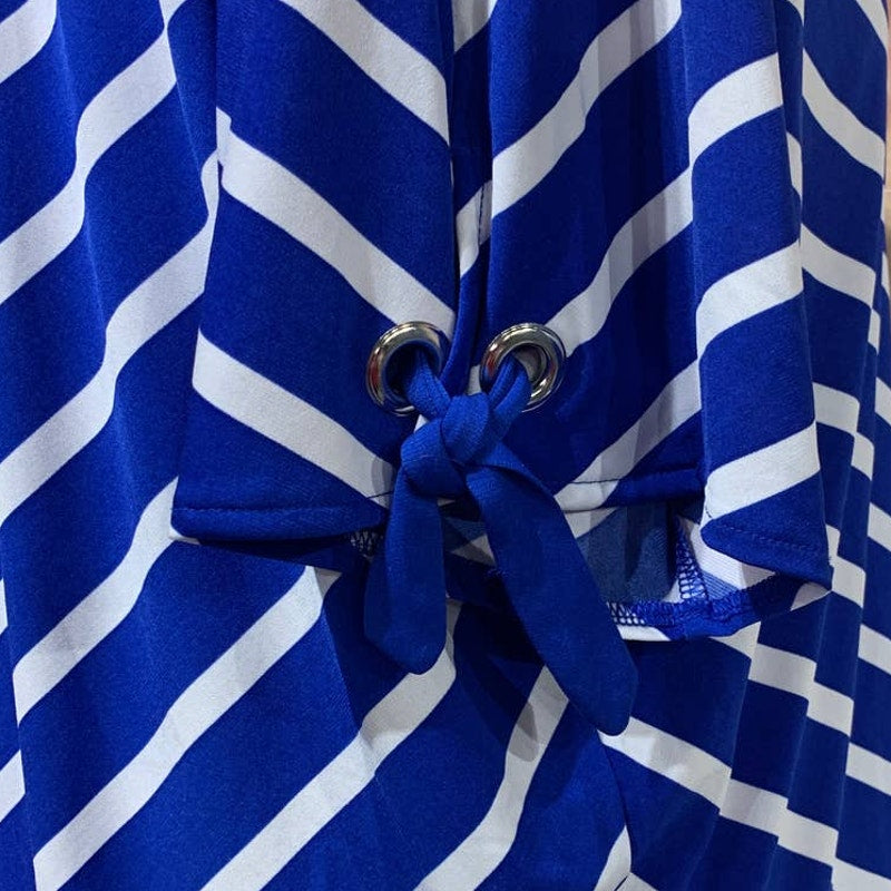 Croft & Barrow 2X Short Sleeve Blue Chevron Stripe Flowy Stretchy Polyester Top