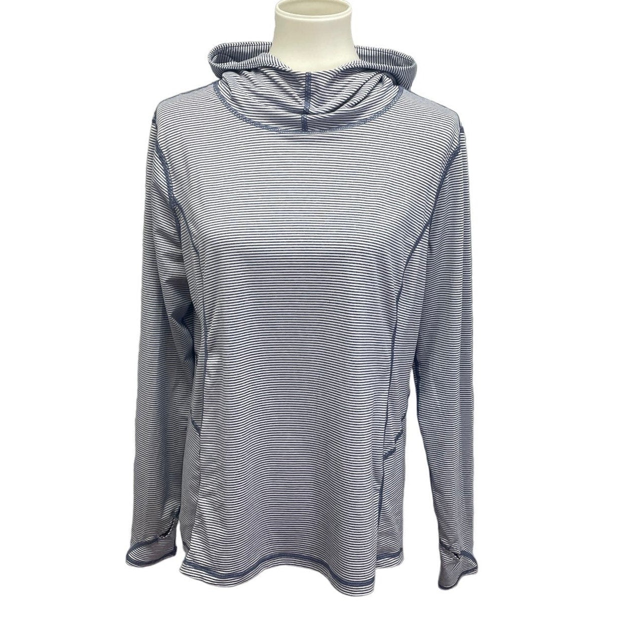 Danskin Now Womens Medium Striped Lightweight Yoga Hoodie w Thumbholes