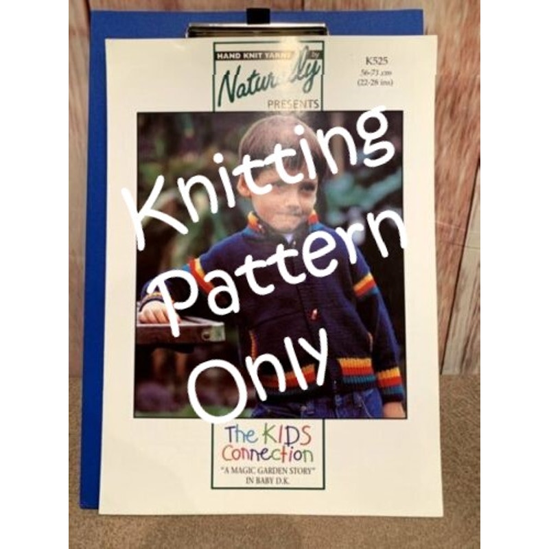 New Hand Knit Yarns Naturally K525 Boys Cardigan Jacket Sweater Knitting Pattern