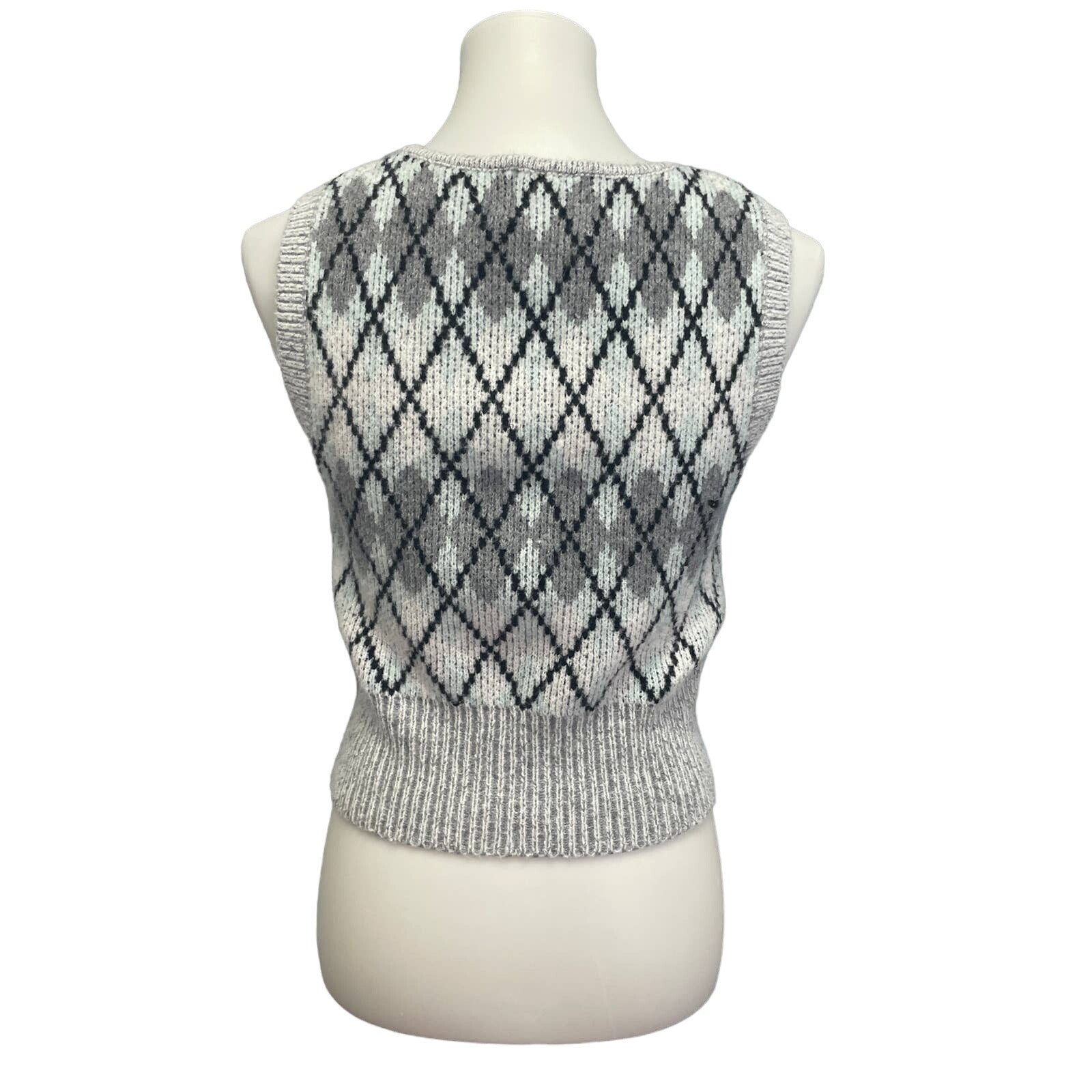 New Pink Rose Womens Small Sleeveless Argyle Polyester Blend Tank Top Sweater