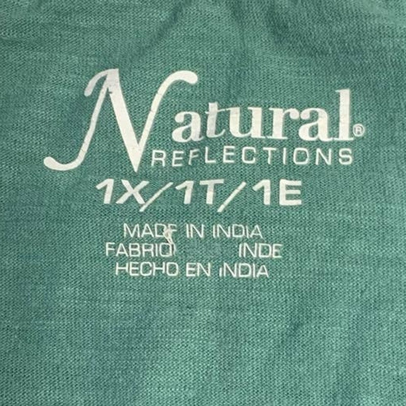 Natural Reflections 1X Green Scalloped Crochet Edge Cotton Blend Tank Top