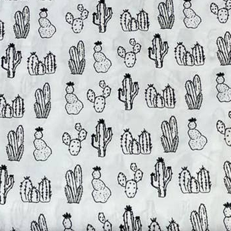 Room Essentials Twin XL Succulent Cactus Black White 100% Polyester Flat Sheet