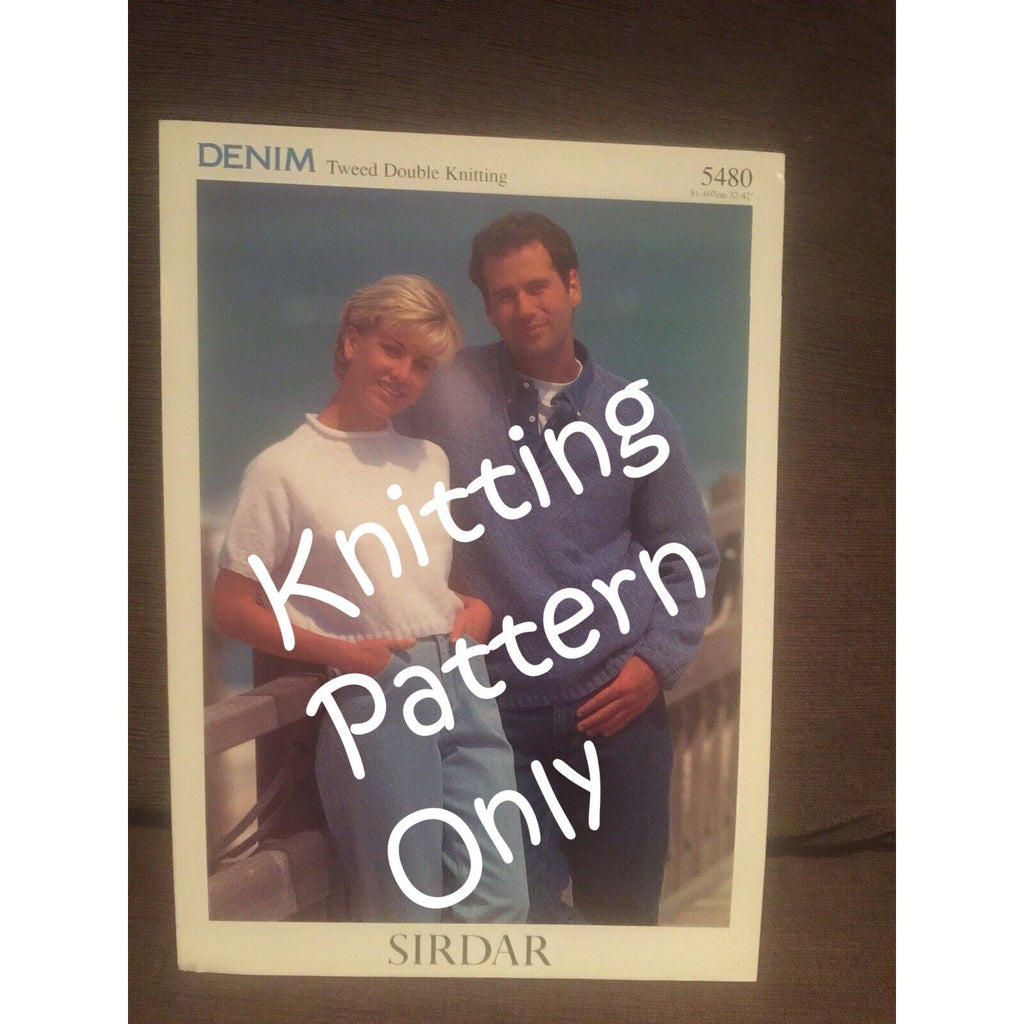 New Sirdar 5480 Denim Tweed Double Knitting Mens Womens Pullover Sweater Pattern