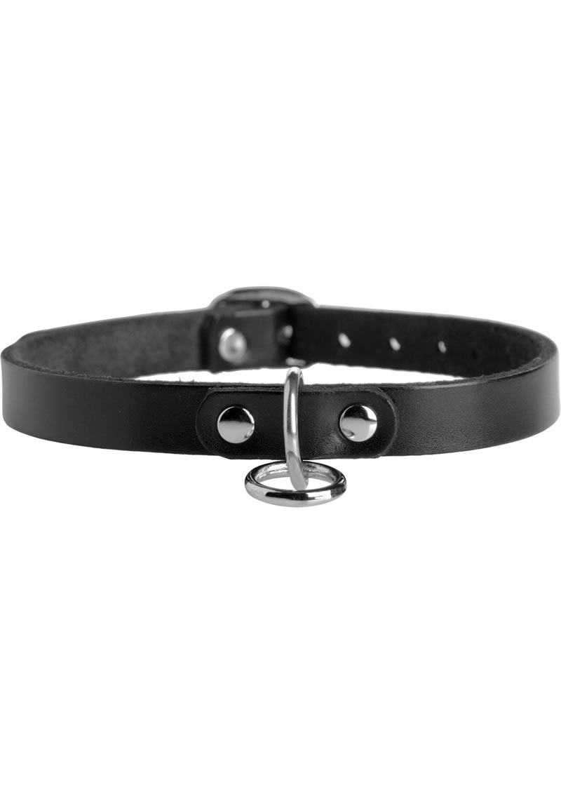 Strict Leather Unisex Leather Choker with O-Ring - M/L