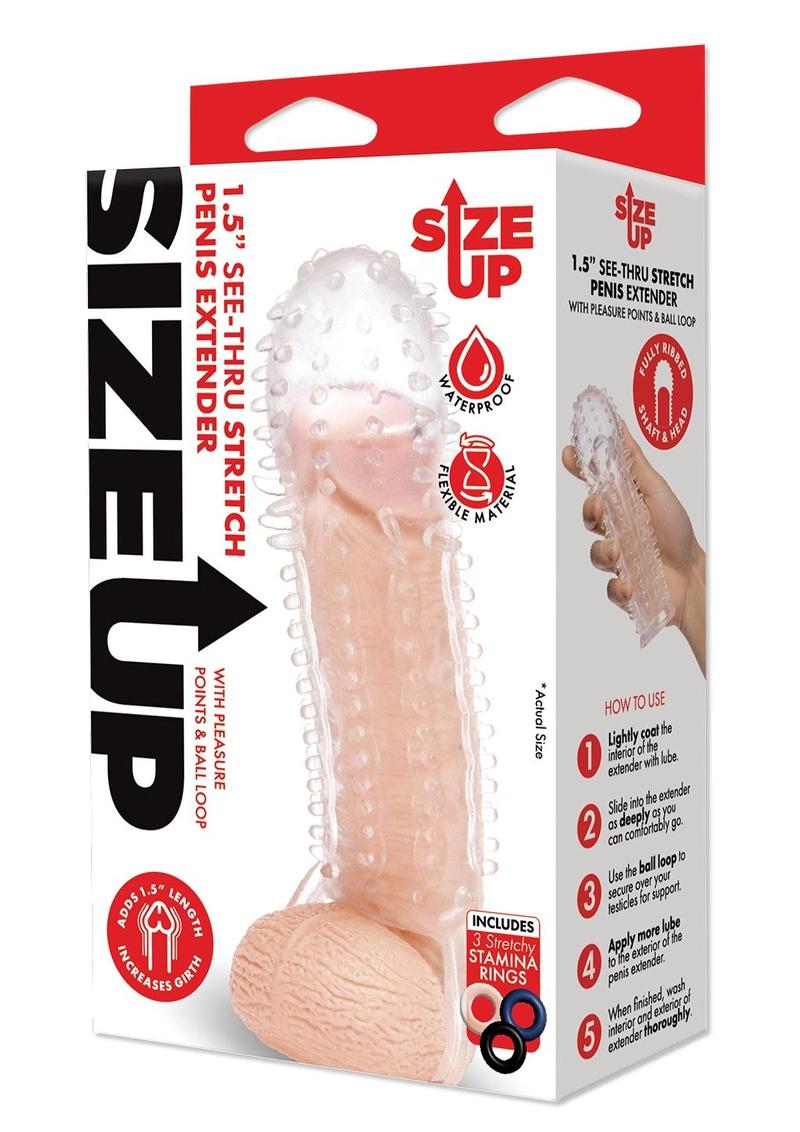 Su Clr Textured Penis Xtndr W/ Ball Loop