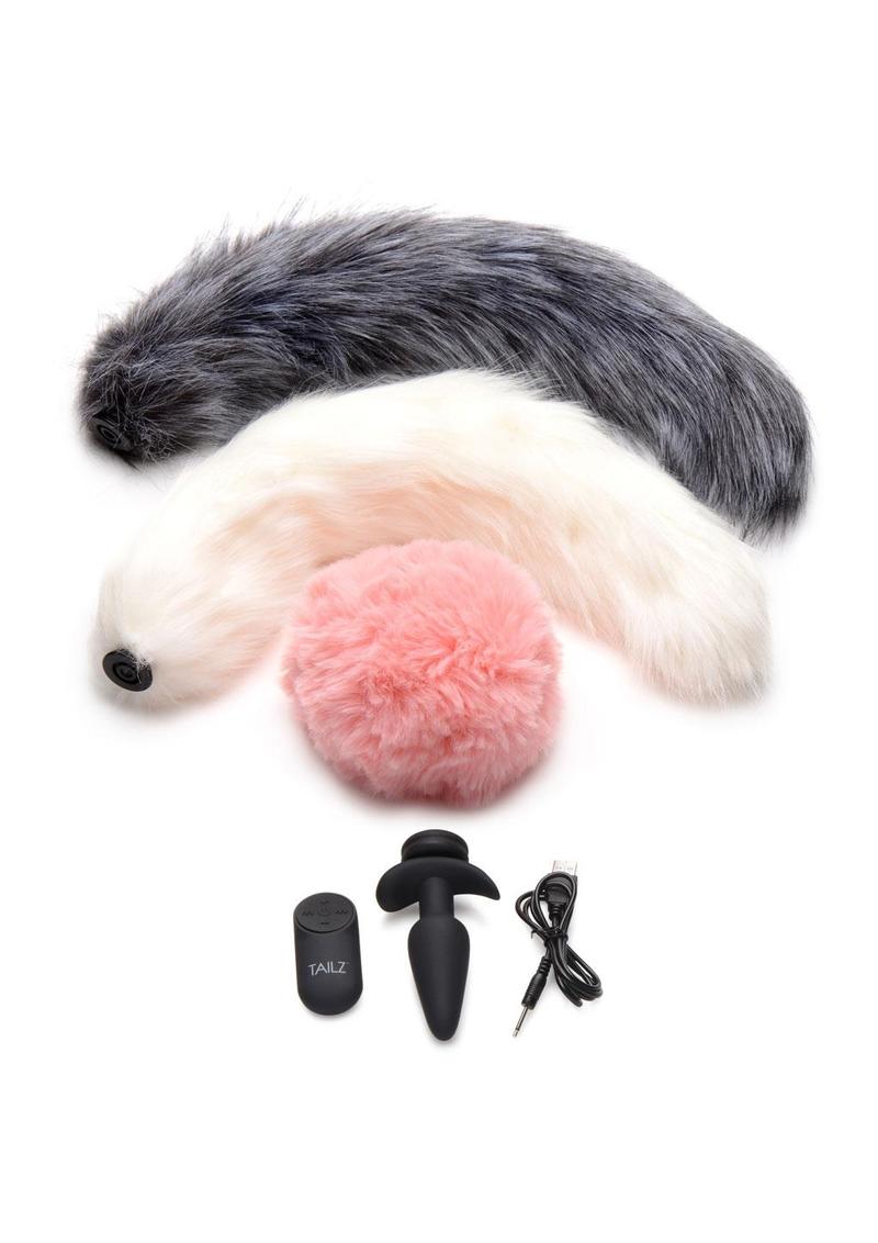 Tailz Vibrating Rechargeable Silicone Anal Plug and 3 Tails with Remote Control