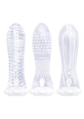 The 9's - Vibrating Sextenders, 3-Pack, Nubbed, Contoured, Ribbed
