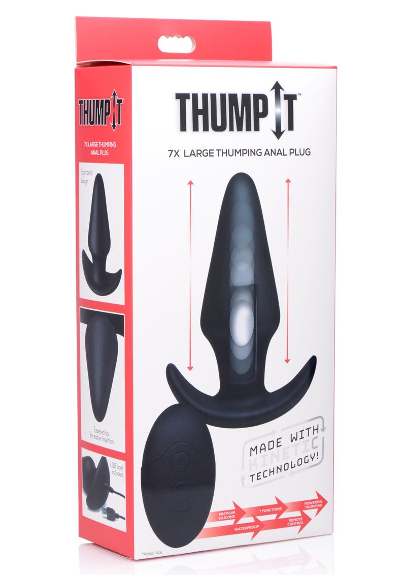 Thump-It Rechargeable Silicone Thumping Anal Plug with Remote Control