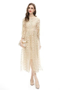 Elegant Mesh Embroidered Long Skirt for Women