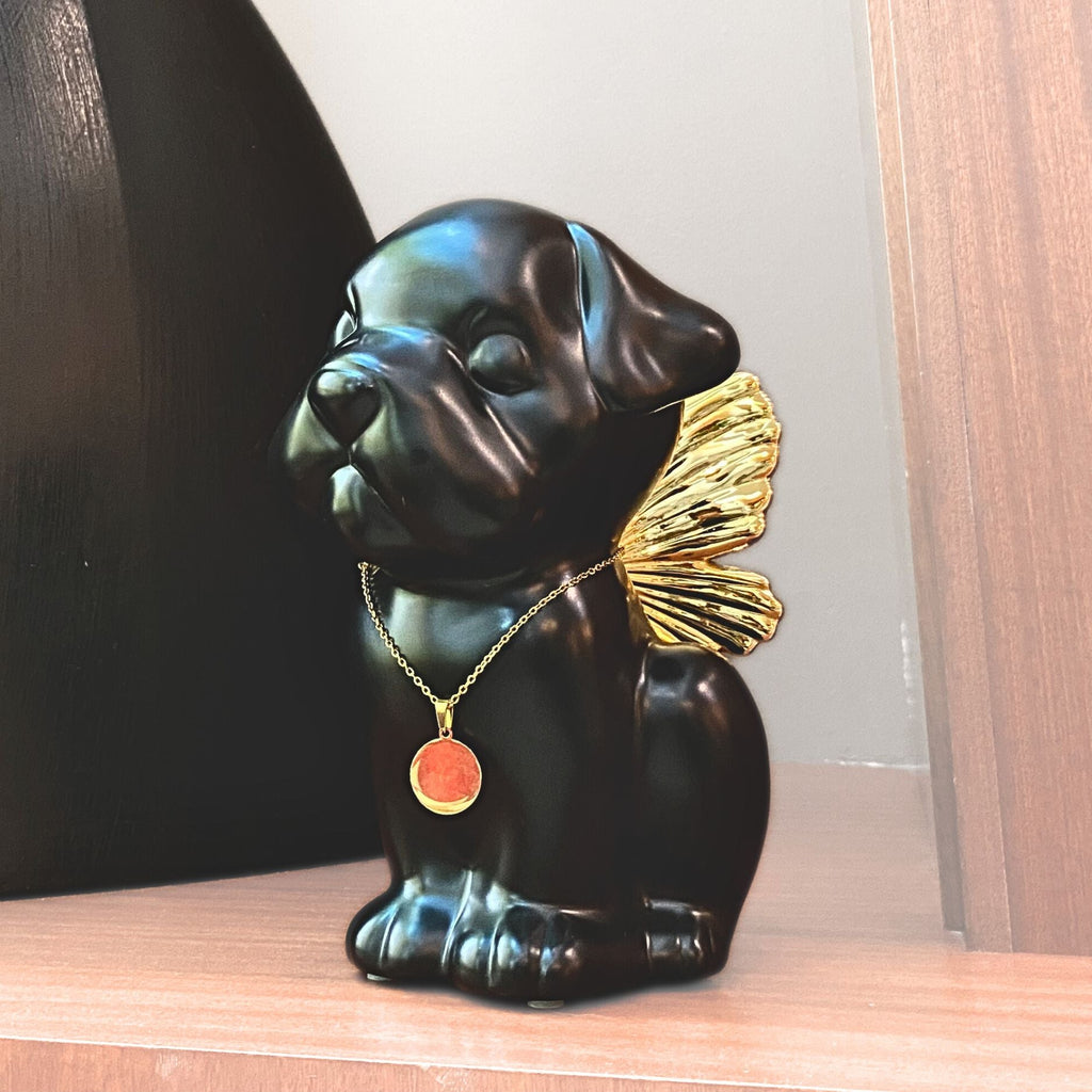 Bully Angel Dog Urn - Onyx with Gold Wings (Great for all bully breeds: Frenchies, Pugs, Boston terriers, Pit bulls, Boxers, and Bulldogs)