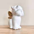 Bully Angel Dog Urn - White with Gold Wings (Great for all bully breeds: Frenchies, Pugs, Boston terriers, Pit bulls, Boxers, and Bulldogs)
