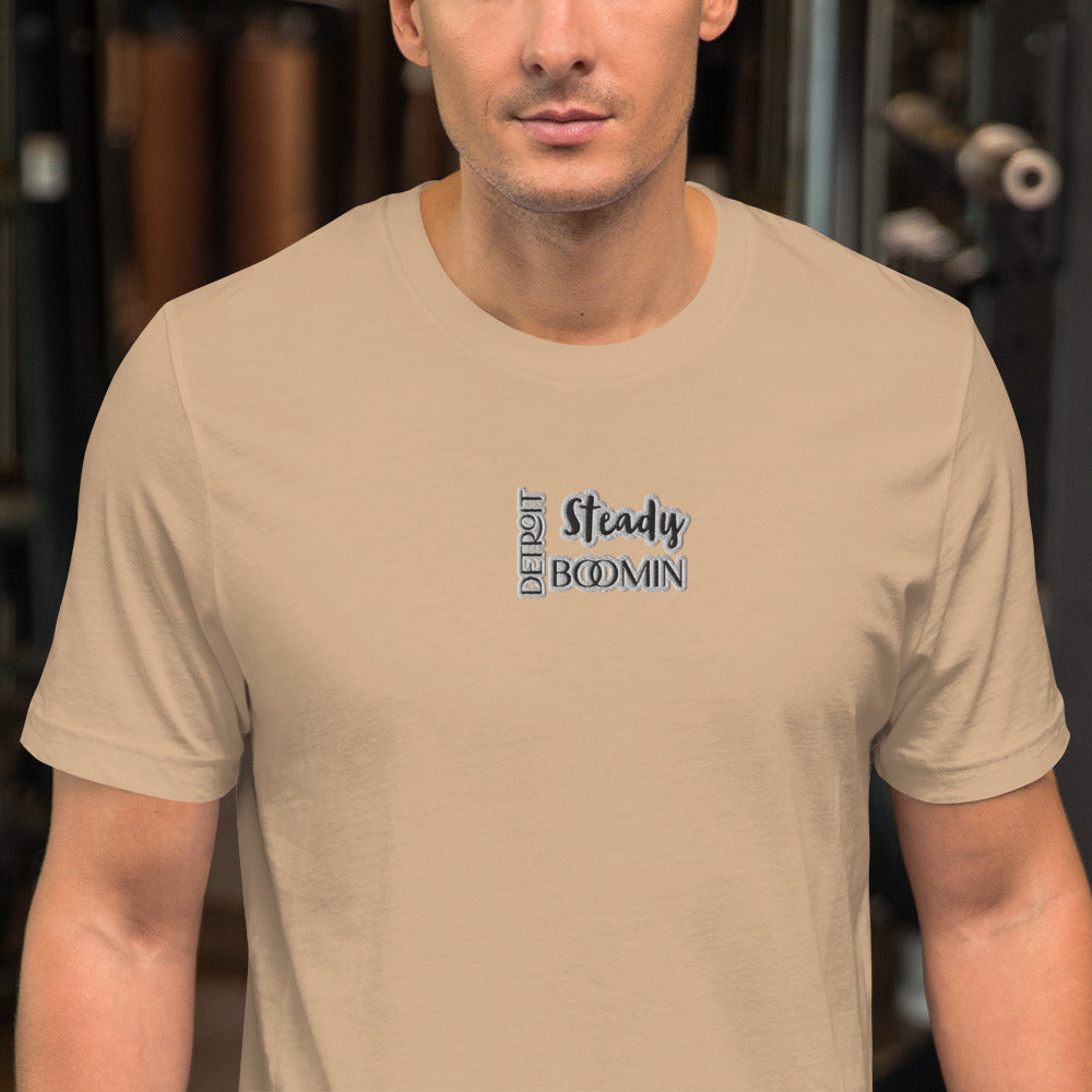 Detroit Steady Boom Men's Embroidered T-Shirt | Lightweight Detroit Streetwear