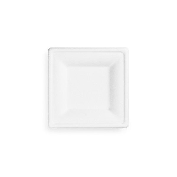 Vegware 6in Square Compostable Plate White Molded Fiber (QTY 500), SKU VPSQ-06
