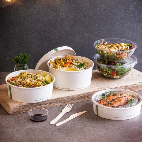 Vegware 32 oz PLA-Lined Paper Food Bowl, 185-Series, Bon Appetit Range (QTY 300), SKU RSC-32G