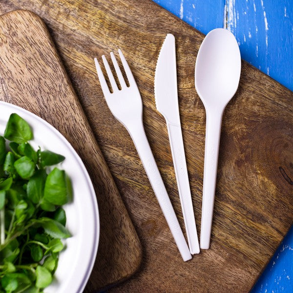 Vegware 6.5in Compostable CPLA Knife, White (QTY 1000), SKU VW-KN6.5