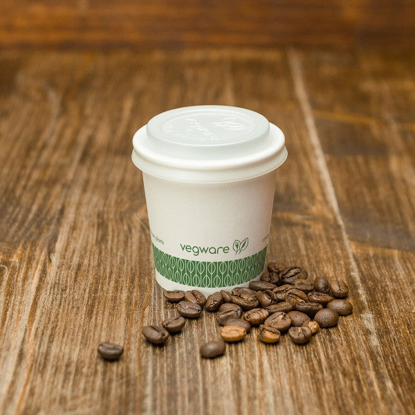 Vegware 62-Series CPLA Hot Cup Lid, No-Hole, Off-White (QTY 2000), SKU VLID62S