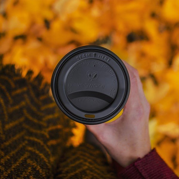 Vegware 89-Series Black CPLA Hot Cup Lid (QTY 1000), SKU VLID89SB