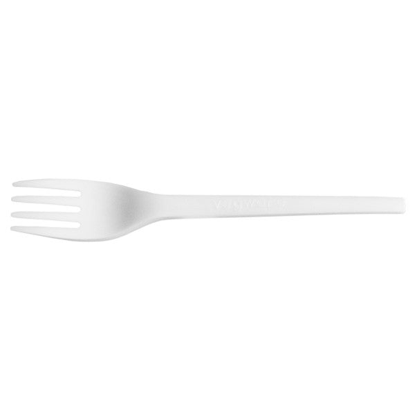 Vegware Compostable CPLA Fork 6.5in (QTY 1000), SKU VW-FK6.5
