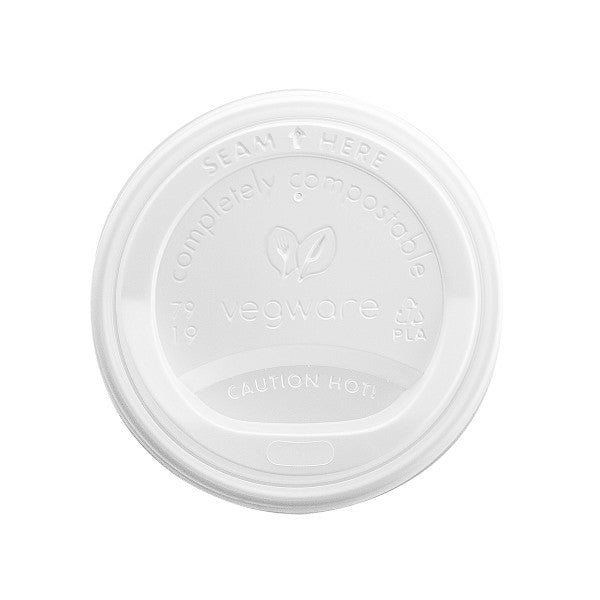 Vegware 79-Series CPLA Hot Cup Lid, Off-White (QTY 1000), SKU VLID79S