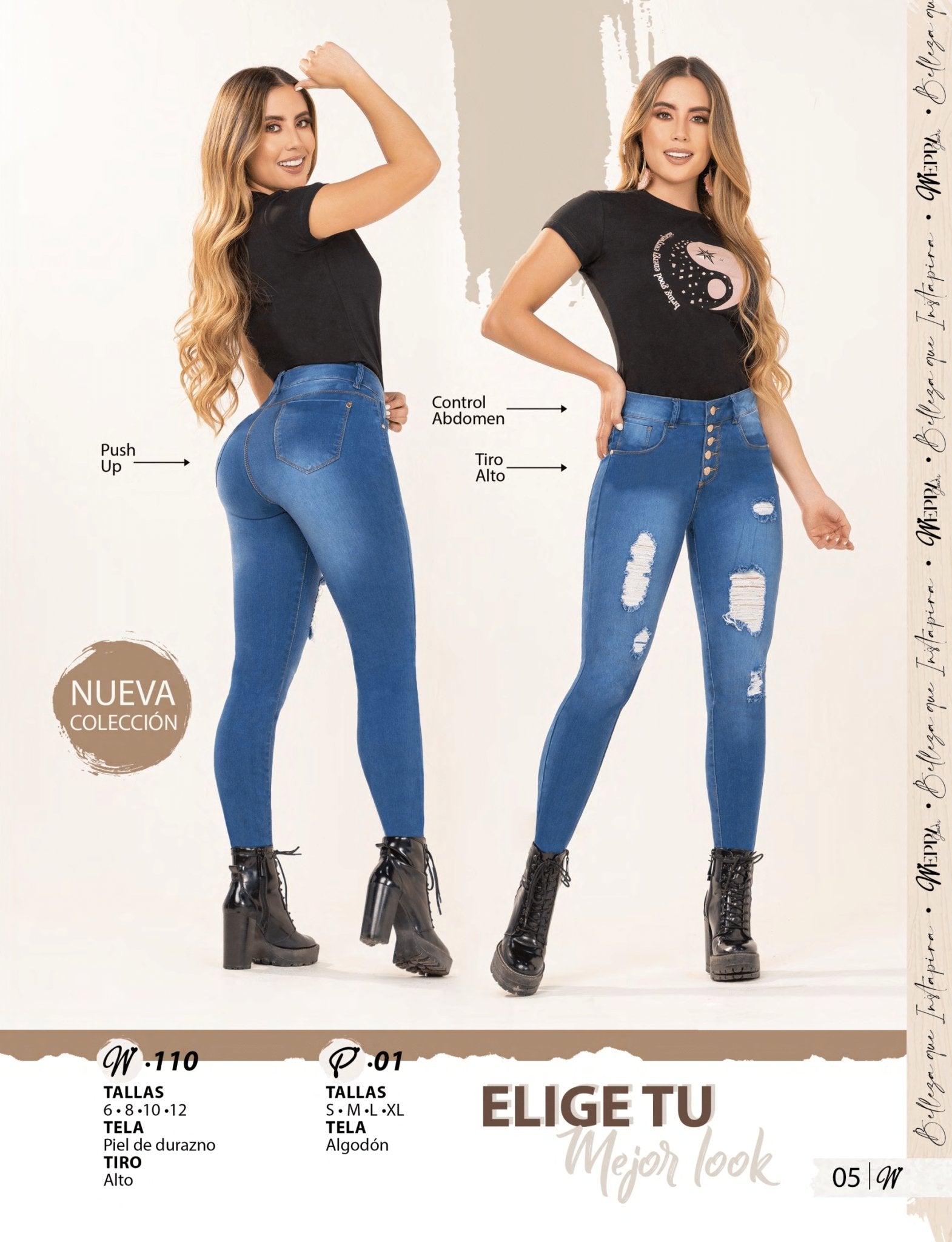 W-110 100%  Authentic Colombian Push Up Jeans