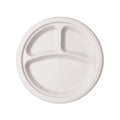 9in 3-Comp Circle Plates | White Molded Fiber Vegware (QTY: 500)