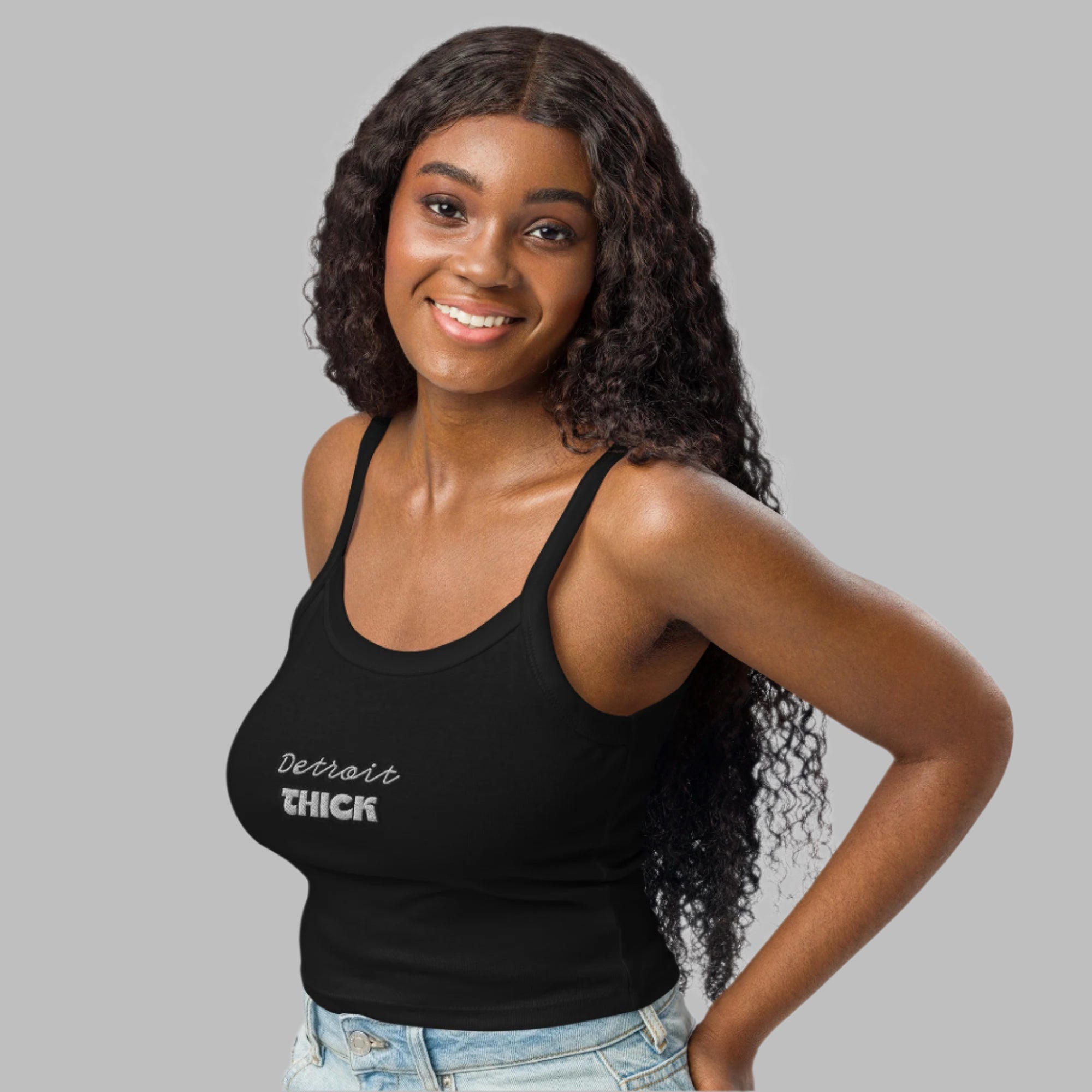 Detroit THICK Women's Micro-Rib Tank Top | Embroidered Detroit Apparel