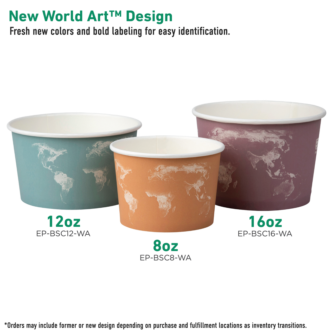 Eco-Products World Art Renewable & Compostable Food Containers 12oz (QTY 500), SKU EP-BSC12-WA