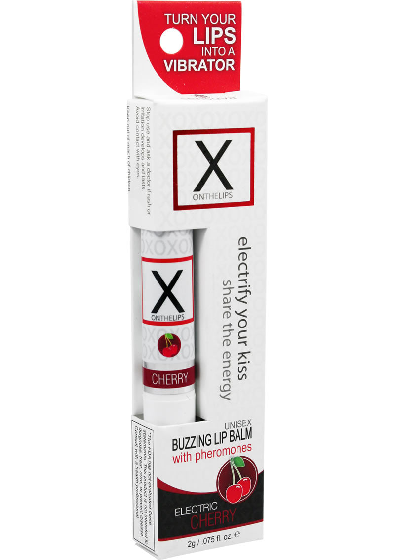 X On The Lips Buzzing Lip Balm with Pheromones Electric Cherry Flavor