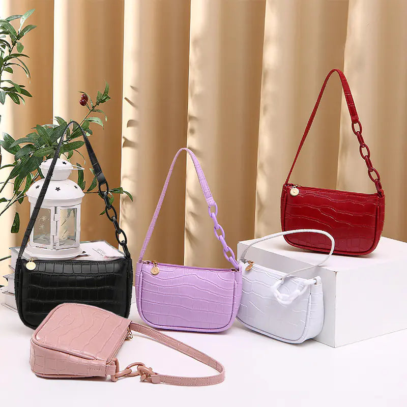 Crocodile Design Women's Shoulder Handbag and Bag